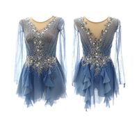 Abito Da Pattinaggio Artistico Fatto A Mano For Ragazze, For Competizioni, Abito Da Pattinaggio Sul Ghiaccio In Rete Traspirante Da Donna, Abbigliamento Da Danza Lirica(XXXS)
