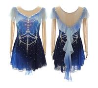 Abito Da Pattinaggio Artistico For Bambine, Maniche Lunghe In Rete Con Strass Scintillanti, Costumi Da Ballo For Bambine, Da Indossare In Gara For Donne E Adulti(3XL)