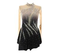 Abito Da Pattinaggio Artistico For Donne E Ragazze, Abito Da Gara Di Danza Sul Ghiaccio Su Misura Con Maniche Lunghe E Design In Strass(XXL)