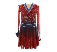 Abito Da Pattinaggio Artistico For Ragazze, Abito Da Gara Di Pattinaggio Sul Ghiaccio Con Cerniera, Costumi Da Ballo Da Donna Con Cristalli(XS)
