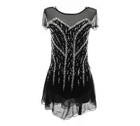 Abito Da Pattinaggio Artistico For Ragazze, Abito Da Gara Di Pattinaggio Sul Ghiaccio Con Schiena Scoperta, Costumi Da Ballo Da Donna Con Cristalli(3XL)