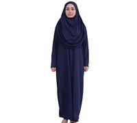 Abito da preghiera da donna | Abiti da preghiera a maniche lunghe monopezzo per donne hijab | Abito lungo maxi adorazione, Blu mare, XS-XXL