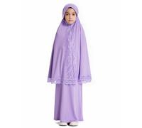 Abito da preghiera musulmana tradizionale in due pezzi per bambine - gonna lunga con elegante sciarpa tessuto di alta qualità - confortevole e ideale per la preghiera quotidiana in occasioni festive