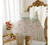 Abito da principessa con motivo floreale per ragazza, outfit da performance per hostess, abito tutu per recital di pianoforte per ragazze, abito da damigella d'onore per matrimonio con fiori 6Y,7Y,4Y,