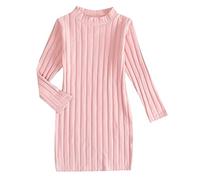 Abito da Principessa in Maglia a Maniche Lunghe a Collo Tinta Unita Primavera Inverno per Bambina Vestiti 6 Anni Inverno