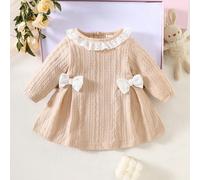 Abito da principessa neonato rosa con fiocco decorativo, body con colletto e decorazioni floreali 6-9M,0-1M,1-3M,3-6MColore unicoTessuto