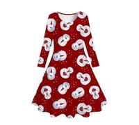 Abito da Principessa per Feste Natalizie a Maniche Lunghe con Stampa di Cervi per di Natale per Bambine e Bambine Vestito Carnevale 8 Anni