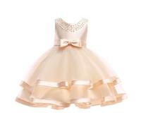 Abito da Principessa per Ragazze con Decorazioni Floreali Ideale per Cerimonie e Occasioni Speciali (Rose Gold, 5-6 Years)