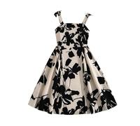 Abito da Ragazza Abito Comunione Elegante Comodo e Confortevole Vestito Linea ad A Bambina Maniche Corte Traspirante Volant e Nodo a Fiocco Spalle Scoperte alla Moda Look Principessa Incantevole