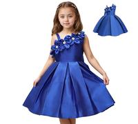 Abito da Ragazza di Fiori, Abiti da Concorso in Raso per Ragazze con Fiore e Arco e Decorazioni Perle, perfette per Matrimoni, Festa di Concorso, Festa di Laurea, Abiti di Laurea di in granell