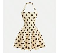 Abito da ragazza giovane con stampa a pois, scollo all'americana, stile dolce e alla moda 6Y,7Y,4Y,5YFrutta & verduraPoliestere