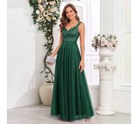 Abito da sera a-line con scollo a cuore senza maniche, con paillettes e rete, elegante abito lungo da ballo, vestito da damigella, adatto per eventi di matrimonio, abito da cena L,M,S,XLBlocchi di col