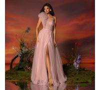 Abito da sera con spalle pesantemente arricchite di perline, abito da banchetto di lusso, adatto per hostess, passerella, eventi formali L,MTessuto in tulle