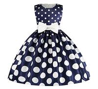 Abito da sera da bambina, stile vintage anni '50, a pois, stile rockabilly, per feste, feste, Natale, matrimonio, cocktail, Marina Militare, 2-3 Anni