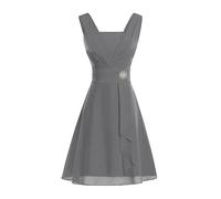 Abito da sera da donna, elegante, senza maniche, alla moda, linea ad A, lunghezza al ginocchio, abito da damigella d'onore, grigio., L