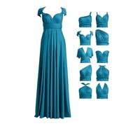 Abito da sera da donna, lungo, abito da ballo, sexy, infinito, scollo a V, abito da cerimonia nuziale, abito da sera, A01 blu., L
