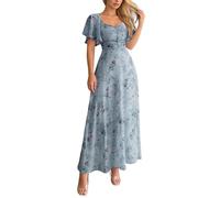 Abito da sera da donna lungo in lino, per feste, balli di fine anno, in vacanza, sottogonne, stretto, per sauna, con volant, abito da festa in stile boho, abito da donna elegante nero