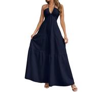 Abito da sera da donna sexy con scollo a V senza schiena abiti eleganti multi-way fasciatura vestito per cerimonia matrimonio damigella d'onore cocktail prom party, Blu 2, L