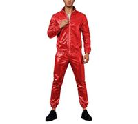 Abito da sera da uomo con risvolto lucido termico per prestazioni da palcoscenico, con vestibilità su misura per l'allenamento attivo quotidiano, Rosso, 3XL