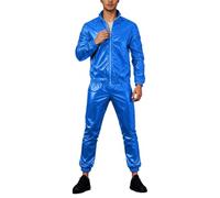 Abito da sera da uomo con risvolto lucido termico per prestazioni da palcoscenico, con vestibilità su misura per l'allenamento attivo quotidiano, Blu, 3XL