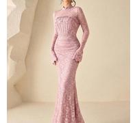 Abito da sera di lusso, abito da cerimonia di alta gamma, abbigliamento da cerimonia elegante e dignitoso per signora L,M,S,XL,XSPianteTessuto in maglia