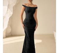 Abito da sera di lusso, abito da cerimonia elegante e prezioso, abito alla moda e dignitoso per signora elegante L,M,S,XL,XSColore unicoTessuto in maglia
