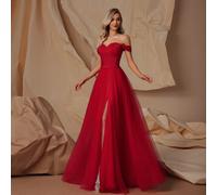 Abito da sera di lusso, elegante e sexy, abito da cerimonia formale con spalle scoperte, abito di moda per sfilata, abito da festa, abito da ospite di matrimonio, vestito lungo rosso primavera L,M,S,X