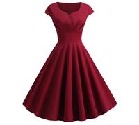 Abito da sera donna rosso vino retrò party anni 5060 swing gonna aline