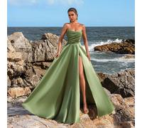 Abito da sera elegante con corpetto plissettato e spacco alto, abito da cerimonia per primavera/estate per matrimoni, gala, eventi sul red carpet, abito da cocktail, abito da invitato a matrimonio L,M