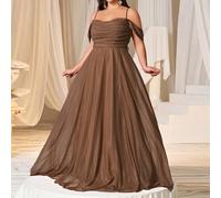 Abito da sera elegante con spalle scoperte, con laccio regolabile sulla schiena e silhouette a linea A fluida - perfetto per cene di gala, eventi sul red carpet, serate all'opera, ricevimenti in abito