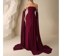 Abito da sera elegante da donna con spalle scoperte, decorato con perline e strass L,M,S,XL,XSColore unicoTessuto