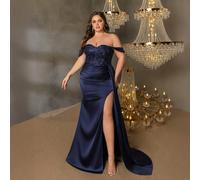 Abito da sera elegante e di da donna con spalle scoperte, orlo a sirena, spacco alto e silhouette modellante per gala in abito da sera, eventi sul red carpet, serate all'opera, cerimonie di premiazion