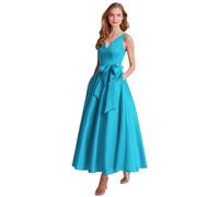 Abito da sera formale con scollo a V e fiocco per la madre della sposa, abito da sposa senza maniche con tasche, Blu oceano, 60 Più
