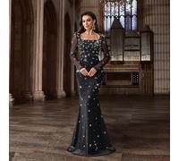Abito da sera formale da donna con strass scintillanti e perle, stile sirena, elegante, per primavera, ballo di fine anno, matrimonio, cocktail festa, laurea, gala, maxi, nero L,M,S,XL,XS,XXLColore un