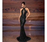 Abito da sera lungo aderente con orlo a coda di pesce e design esclusivo a paillettes, adatto per tutte le occasioni formali, festival musicali, cene di gala, ospiti di matrimoni, feste di vacanza, ba