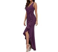 Abito da sera lungo da donna, abiti da cocktail, sexy, senza maniche, maxi abito con scollo a V, con spalline eleganti, con spacco alto, aderente, per ballo di fine anno, matrimoni, feste, gala