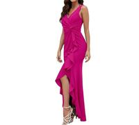 Abito da sera lungo da donna, abiti da cocktail, sexy, senza maniche, maxi abito con scollo a V, con spalline eleganti, con spacco alto, aderente, per ballo di fine anno, matrimoni, feste, gala