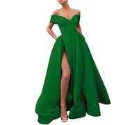 Abito da sera lungo da donna, con spalle scoperte, senza maniche, lungo e formale, alla moda, lunghezza del pavimento, tinta unita, per feste