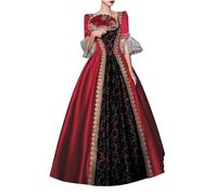 Abito da Sera Lungo Donna Medievale Vittoriano per Il Rinascimento per Carnevale Halloween Feste Principessa Palazzo Vestito Gotico Pizzo Vintage Costume da Regina Donna Sera Costume dell'800