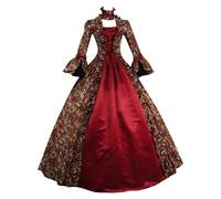 Abito da Sera Lungo Donna Medievale Vittoriano Vintage per Il Rinascimento per Carnevale Halloween Feste Cosplay Principessa Costume da Regina Donna Sera Costume dell'800 Abito Corsetto Medievale