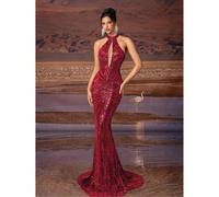 Abito da sera lungo e attillato con design esclusivo a paillettes e orlo a sirena, adatto per tutte le occasioni formali, festival musicali, gala, matrimoni, feste, lauree, cocktail, appuntamenti, vac