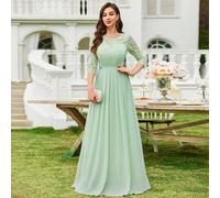 Abito da sera lungo in pizzo floreale e chiffon con orlo plissettato, elegante abito da donna, abito da ballo, adatto per invitati a matrimoni, cerimonie di laurea, banchetti serali L,M,S,XL,XXLColore