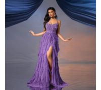 Abito da sera lungo in tulle con paillettes, elegante abito da cerimonia senza maniche adatto per feste, lauree, balli di fine anno in primavera/estate L,M,S,XL,XS,XXLPiantePaillettes
