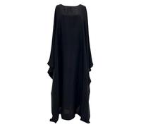 Abito da sera musulmano da donna, abito da donna musulmana chic ed elegante a maniche lunghe abaya islamica fluida scollo rotondo con cintura di abbigliamento mediorientale Dubai vestito etnico tinta