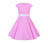 Abito da sera per bambine 50 anni, senza maniche, con motivo a pois, linea A, B#rosa-pois, 11-12 Anni