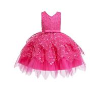Abito da sera Performance Costumi Abito Tulle Senza Maniche Compleanno Pieghettato Ragazza, rosa intenso, 90