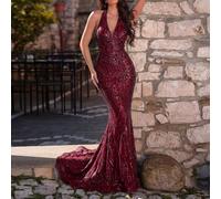 Abito da sera senza maniche con scollo a barca, stile sirena senza tempo, con design ricamato artistico, elegante silhouette a sirena, con lungo strascico e decorazioni di lusso, ideale per red carpet