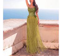 Abito da sera senza spalline con nappe, design aderente al busto, adatto per banchetti, cene formali e momenti da red carpet, festa di matrimonio, autunno L,M,S,XLColore unicoPaillettes