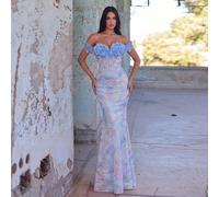 Abito da sera senza spalline da donna con decorazione floreale, scollo a forma di cuore, orlo a coda di sirena, adatto per feste, matrimoni, autunno L,M,S,XLPiantePaillettes