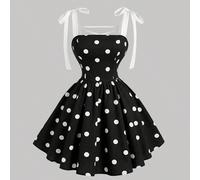Abito da sogno romantico con fiocco e schiena scoperta a pois, adatto per appuntamenti, feste, vacanze, tea party, compleanni L,M,S,XL,XS,XXL,XXS,XXXL,XXXXLStampa CasualeTessuto intrecciato